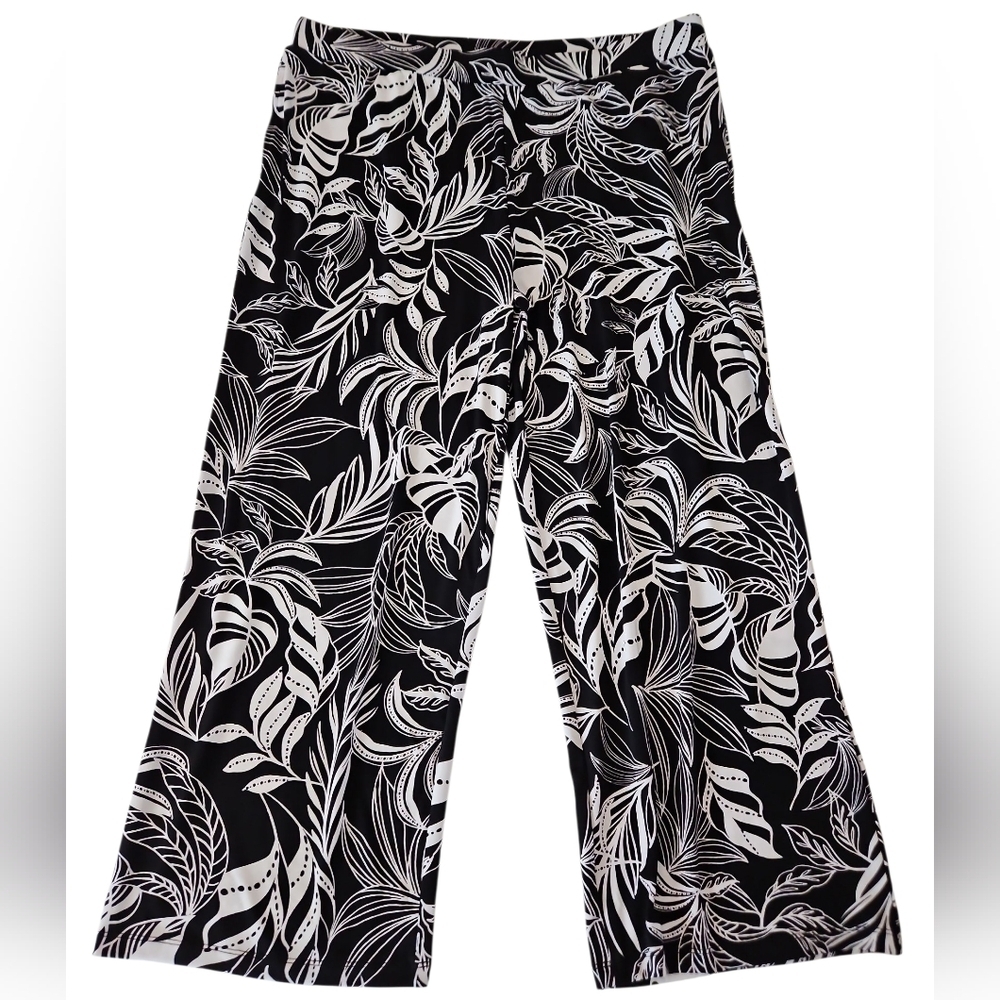 SUSAN GRAVER WIDE LEG PANTS SZ LP BLACK WHITE - Picture 2 of 7